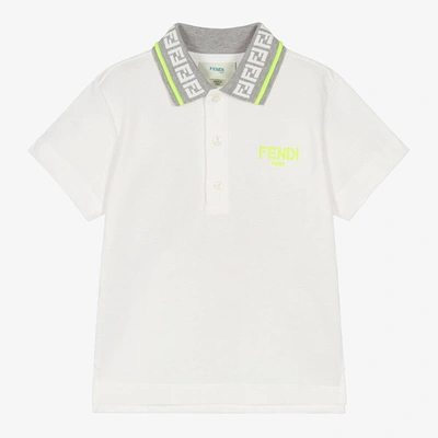 Fendi Kids' Boys White Cotton Logo Polo Shirt