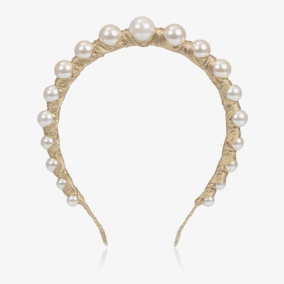 Sienna Likes To Party Kids'  Girls Gold Vida Pearl Hairband