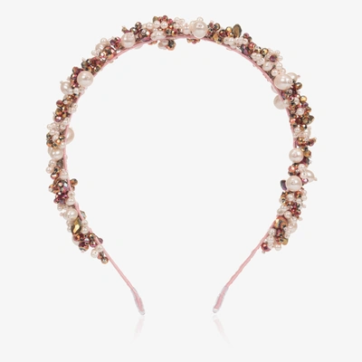 Sienna Likes To Party Kids'  Girls Pink Pearl & Crystal Hairband