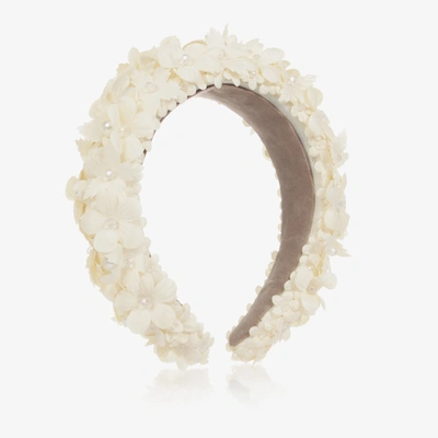 Sienna Likes To Party Kids'  Girls Ivory Beaded Flower Hairband