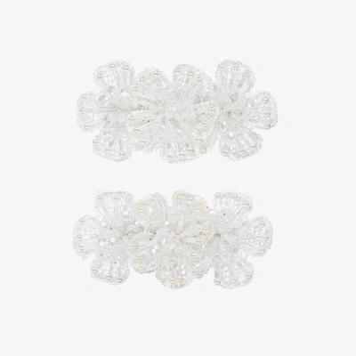 Sienna Likes To Party Kids'  Girls Floral Hair Clips (2 Pack) In White