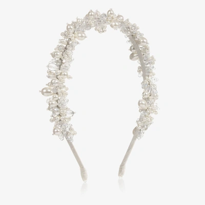 Sienna Likes To Party Kids'  Girls White Pearl & Crystal Hairband
