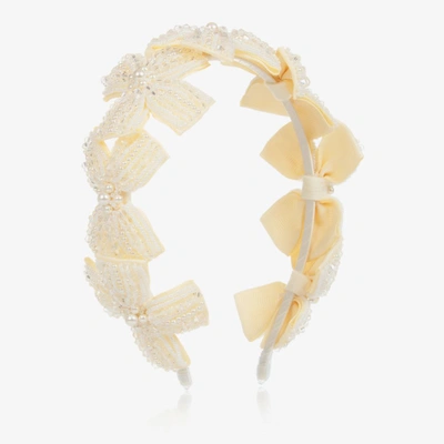 Sienna Likes To Party Kids'  Girls Ivory Beaded Bow Hairband