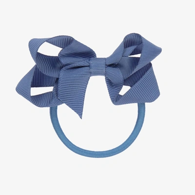 Peach Ribbons Kids' Girls Blue Bow Hair Elastic (7cm)