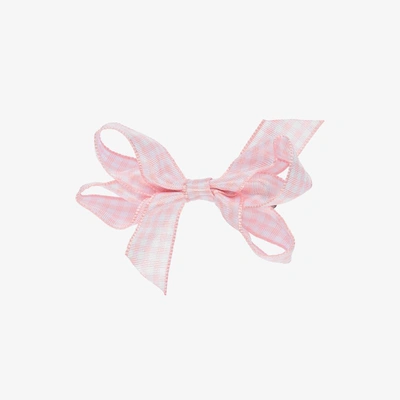 Peach Ribbons Kids' Girls Pink Gingham Bow Clip (7cm)