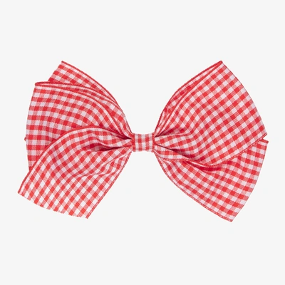 Peach Ribbons Kids' Girls Red Gingham Bow Clip (12cm)