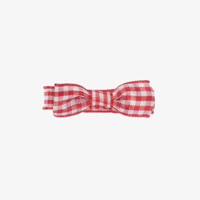 Peach Ribbons Kids' Girls Red Gingham Bow Clip (4.5cm) In Pink