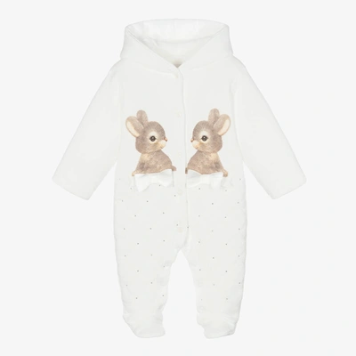 Sofija Babies' Girls Ivory Cotton Bunny Pramsuit