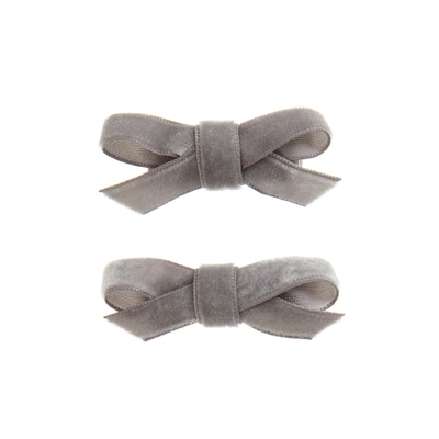 Bowtique London Kids' Girls Grey Bow Hair Clips (2 Pack) In Gray