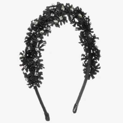 Sienna Likes To Party Kids'  Girls Black Floral Hairband