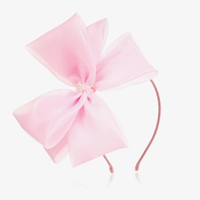 Sienna Likes To Party Kids'  Girls Pink Organza Bow Hairband