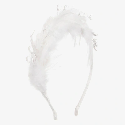 Sienna Likes To Party Kids'  Girls White Feather Hairband