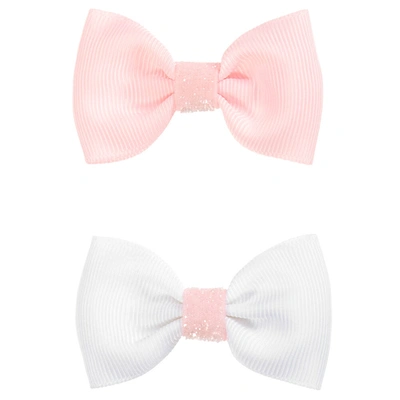 Milledeux Kids' Girls Pink & White Hair Clips (2 Pack)
