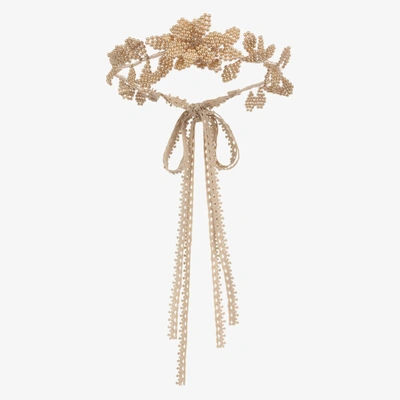 Sienna Likes To Party Girls Gold Pearl Garland Headband