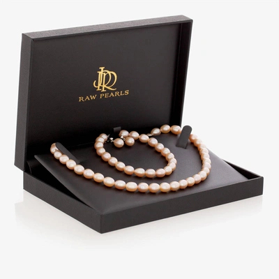 Raw Pearls Kids' Girls Pink Pearl Jewellery Set