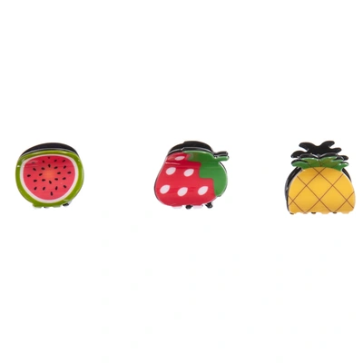 Bowtique London Kids' Girls Multi-coloured Fruit Hair Clips (3 Pack) In Red