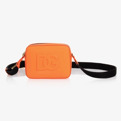 Dolce & Gabbana Kids' Girls Orange Leather Dg Crossbody Bag (14cm)