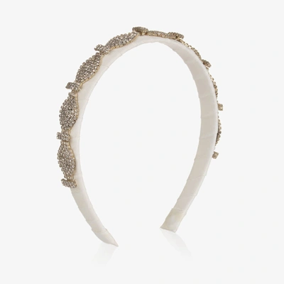 David Charles Girls Ivory & Silver Crystals Hairband