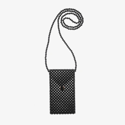 David Charles Girls Black Faux Pearl Phone Bag (18cm)