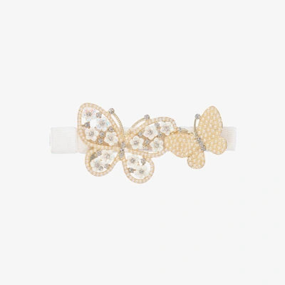 David Charles Girls Ivory Butterflies Hair Clip (8cm)