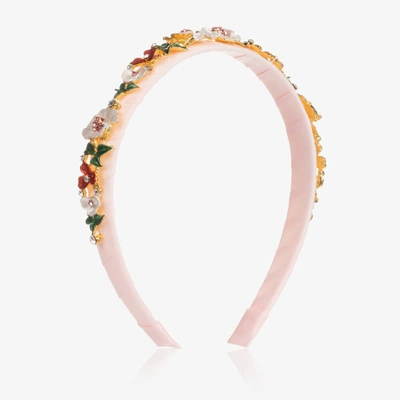 David Charles Girls Pink Floral Hairband