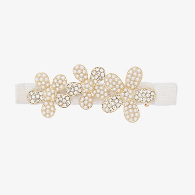 David Charles Girls Ivory Crystal & Pearl Hair Clip (9cm)