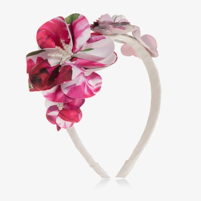 David Charles Girls Pink Floral Print Hairband