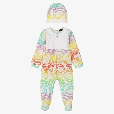 Versace White & Colourful Barocco Babygrow Gift Set