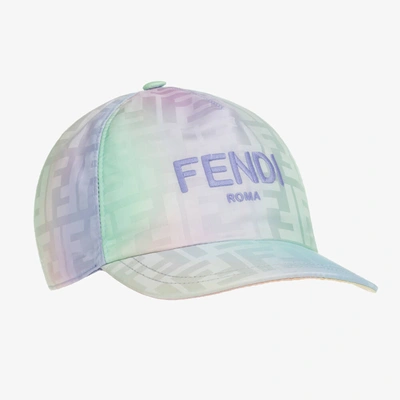 Fendi Kids' Girls Pink Multicolour Ff Cap In Neutral