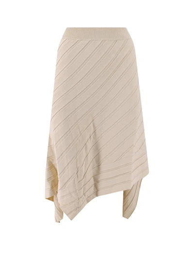 Stella Mccartney Asymmetric Rib Knit Skirt In Beige