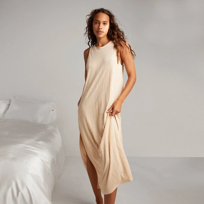 Lunya Linen Knit Side Slit Tank Dress In Ambrosial Wheat