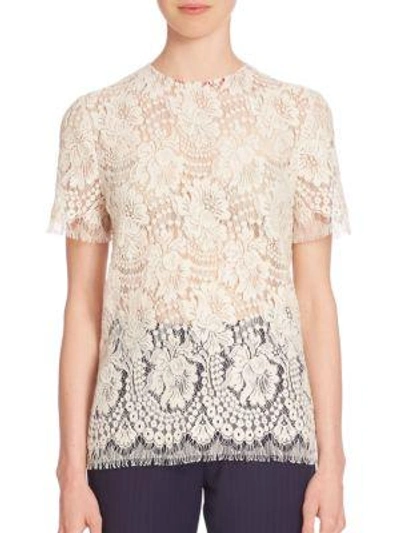 Victoria Beckham Floral Lace Top In Off White