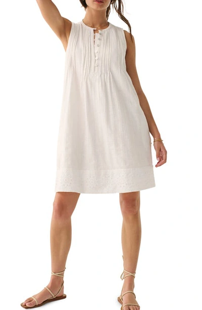 Faherty Isha Organic Cotton Pintucked Shift Dress In White