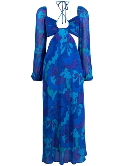 Rixo London Kamilla Graphic-print Midi Dress In Blue