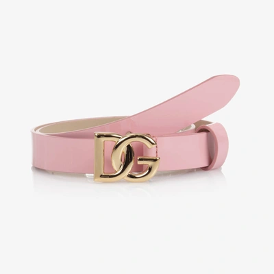 Dolce & Gabbana Kids' Girls Pink Patent Leather Belt