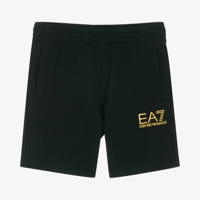 Ea7 Kids'  Emporio Armani Boys Black Cotton Logo Shorts