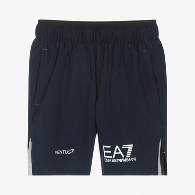 Ea7 Kids'  Emporio Armani Boys Navy Blue Logo Sports Shorts