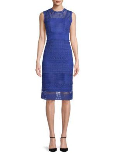 Abs By Allen Schwartz Embroidered Lace Sheath Dress In Royal Blue