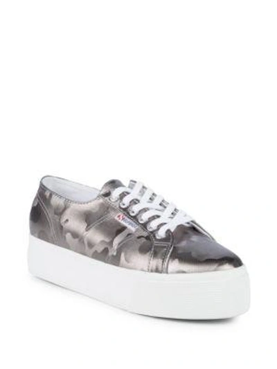 Superga Army Chrome Camouflage Platform Trainers In Grey