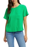 Good American Woven Pocket T-shirt In Summer Green002