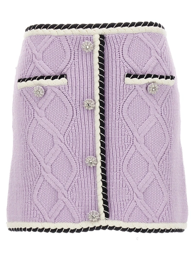 Self-portrait Lilac Knit Mini Skirts Purple