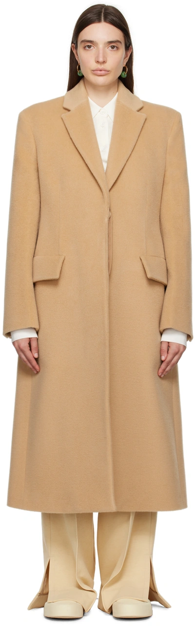 Jil Sander Virgin-wool Single-breasted Coat In Beige