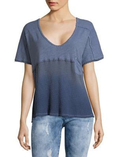 Free People Linen And Cotton Short Sleeve Tee In Slate