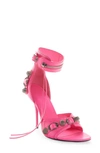 Balenciaga Cagole Slingback Stiletto Sandal In Fluo Pink/ Aged Silver