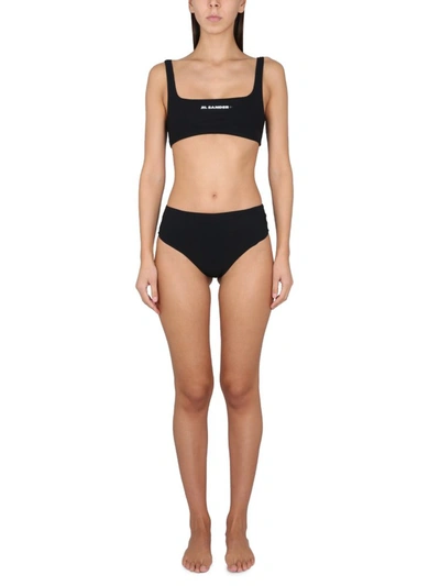 Jil Sander Black Bikini Top With Logo