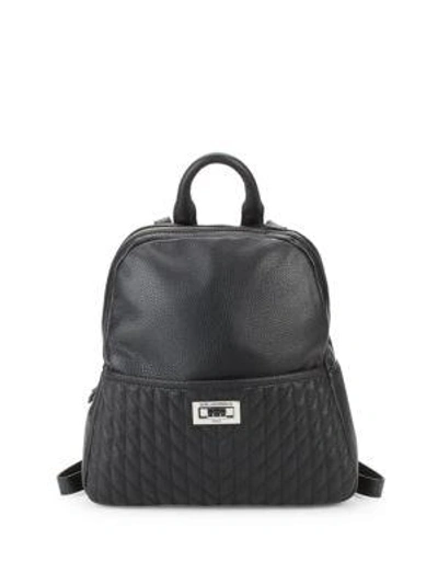 Karl Lagerfeld Quilted Leather Backpack In Black Silver