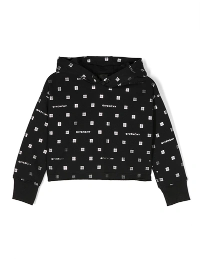 Givenchy Kids' Monogram-print Drawstring Hoodie In Black