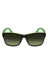 Lacoste 55mm Gradient Rectangular Sunglasses In Dark Green