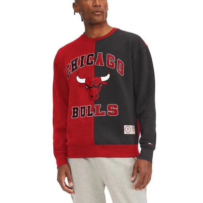 Tommy Jeans Men's  Red, Black Chicago Bulls Keith Split Pullover Sweatshirt In Red,black