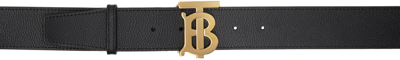 Burberry Leather Reversible Wide Tb Belt In Black